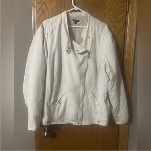 Apt 9 ivory lightweight zip up moto motor jacket zipper accent gold size 3X
